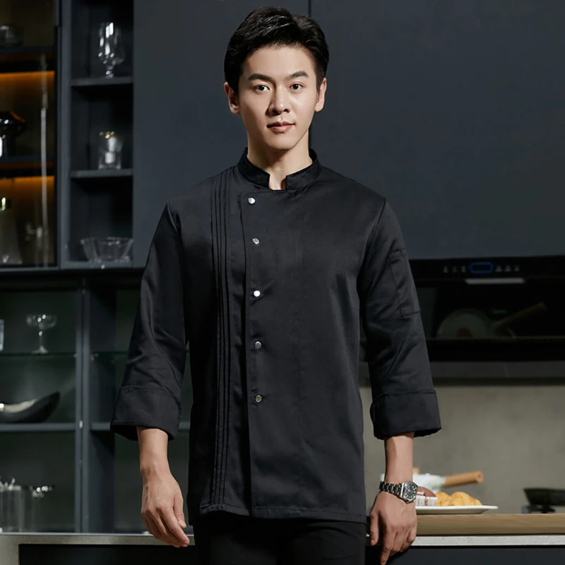 White Chef Uniform Hotel Kitchen Jacket Pastry Cooking Clothing Restaurant Cook Coat Baker Bakery Cafe Waiter Working Shirt