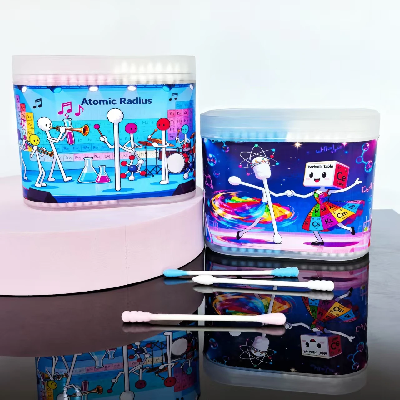 300 uds/600 Uds botella de experimento de laboratorio hisopos de algodón temáticos, bastoncillos de algodón para adultos de colores de doble cabeza, hisopos de algodón para el hogar