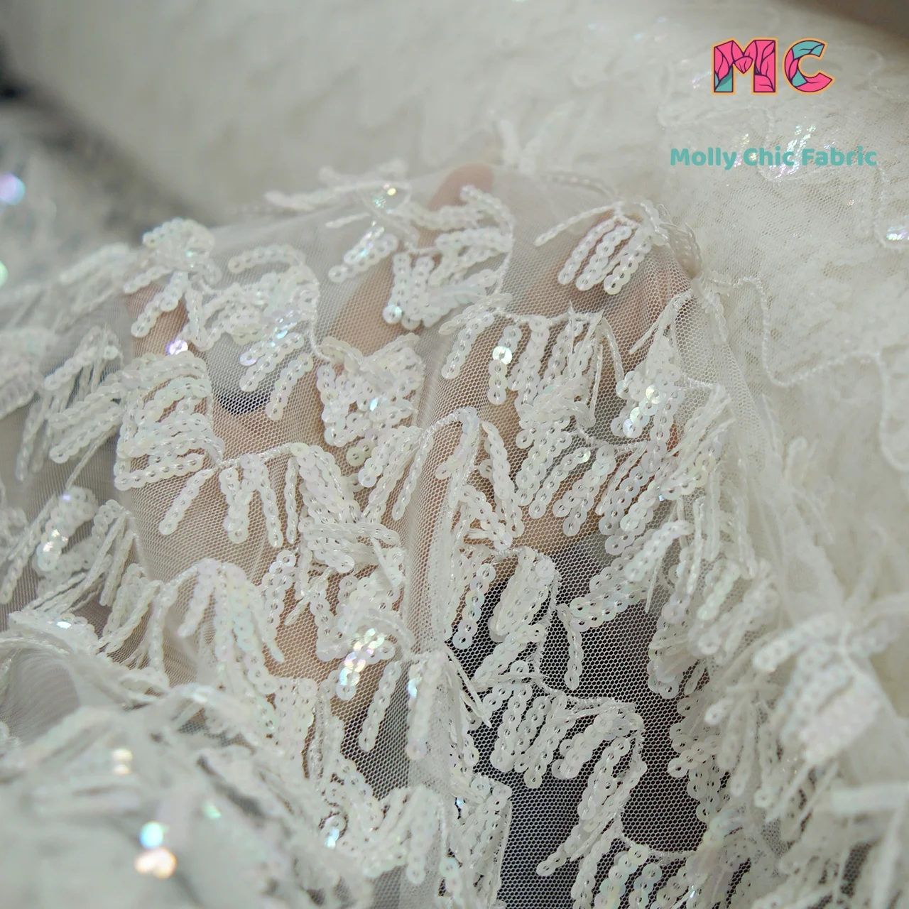 Nova malha em forma de s borla 5mm iridescente lantejoulas bordado tecido costurado dança latina vestido de noite vestido tecidos de casamento para costura