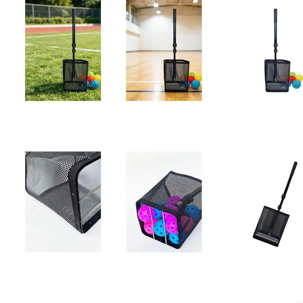Paddle-Sport Ball Collector with Aluminum Rod, Fiber Basket and 304 Stainless Steel Spring for Practice Pickup and 69HD