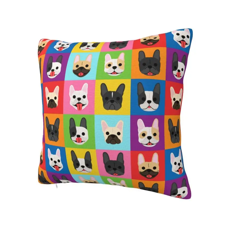 French Bulldog Faces Cushion Cover 55*55 cm Soft Frenchies Dog Pet Gift Throw Pillow Case Home Decor Sofa Chair Pillowslip