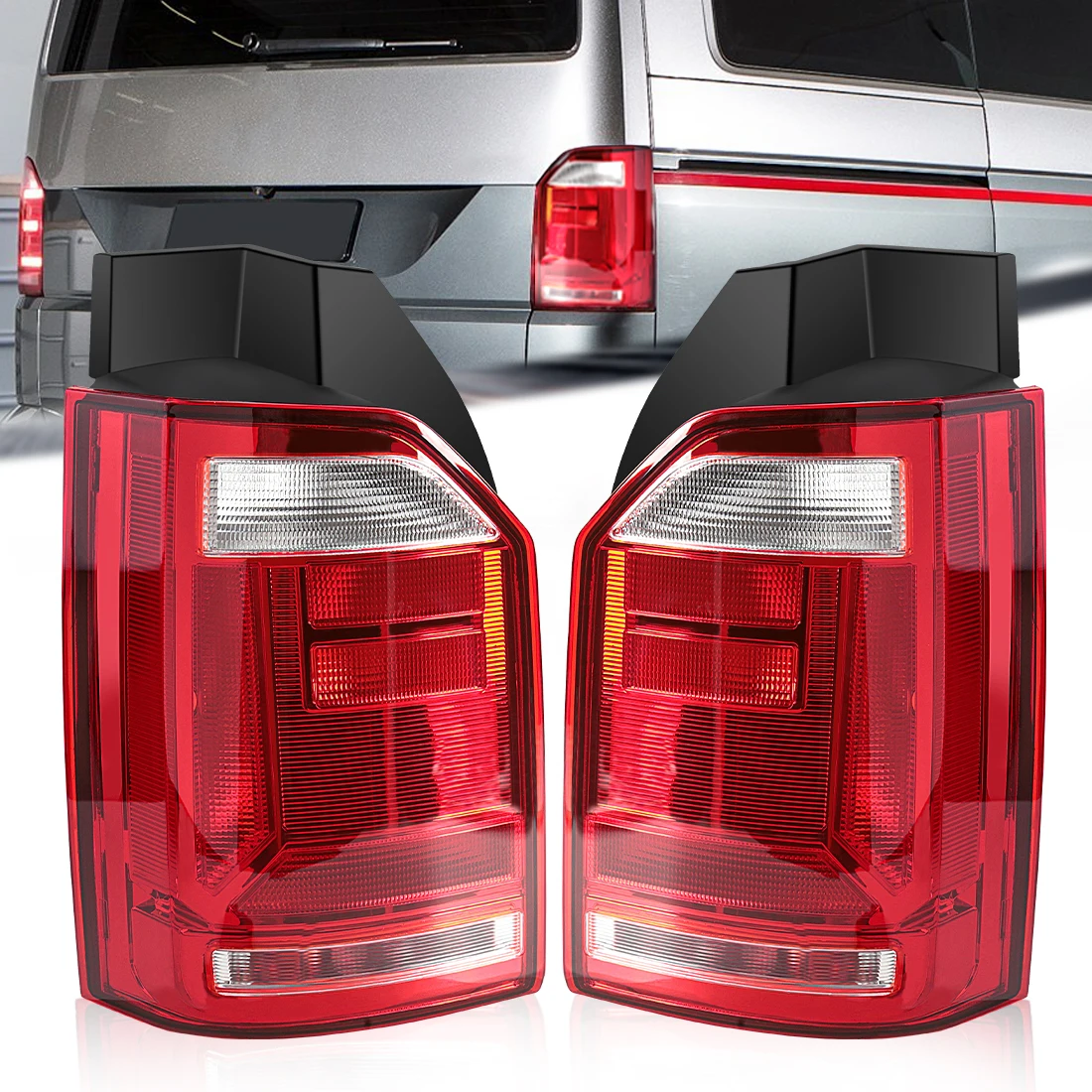 2pcs LED Taillights For VW T6 Multivan Transporter 2015 2016 2017 2018 2019 Taillamp Rear Bumper Warning Light 12V