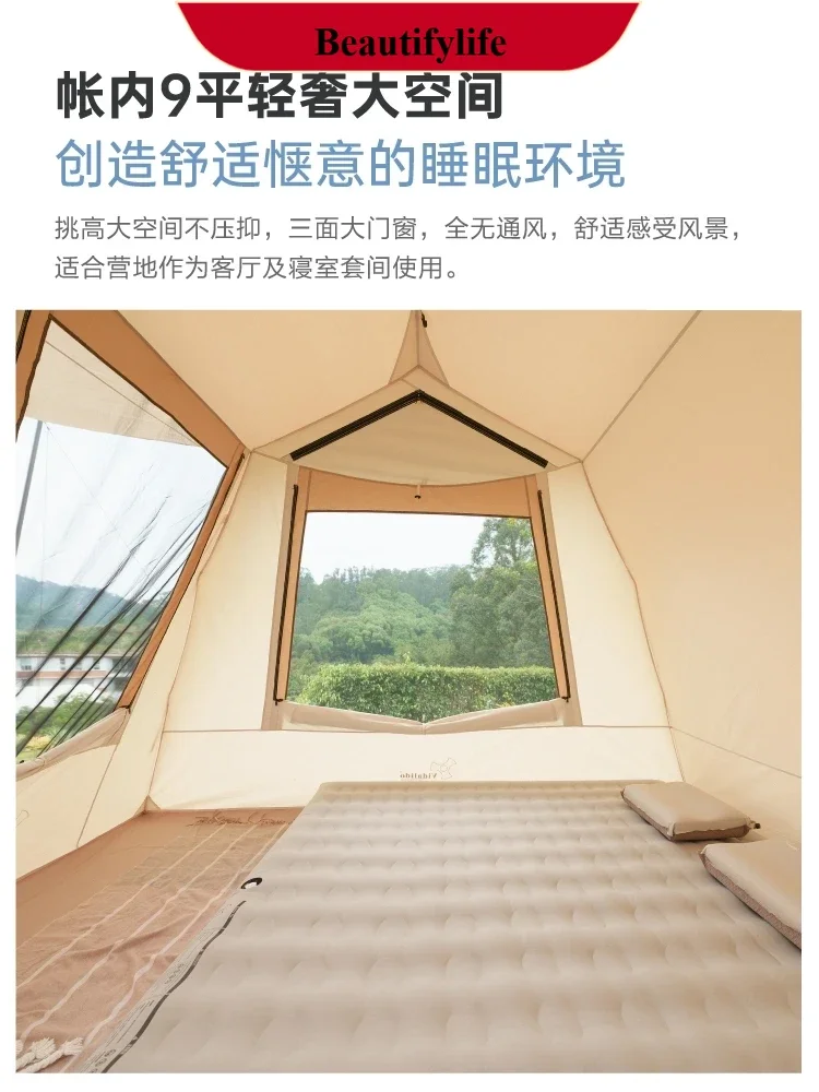 

Outdoor Exquisite Camping Vintage Cotton Luxury American Bow-Shaped Multi-Person Camping Tent H