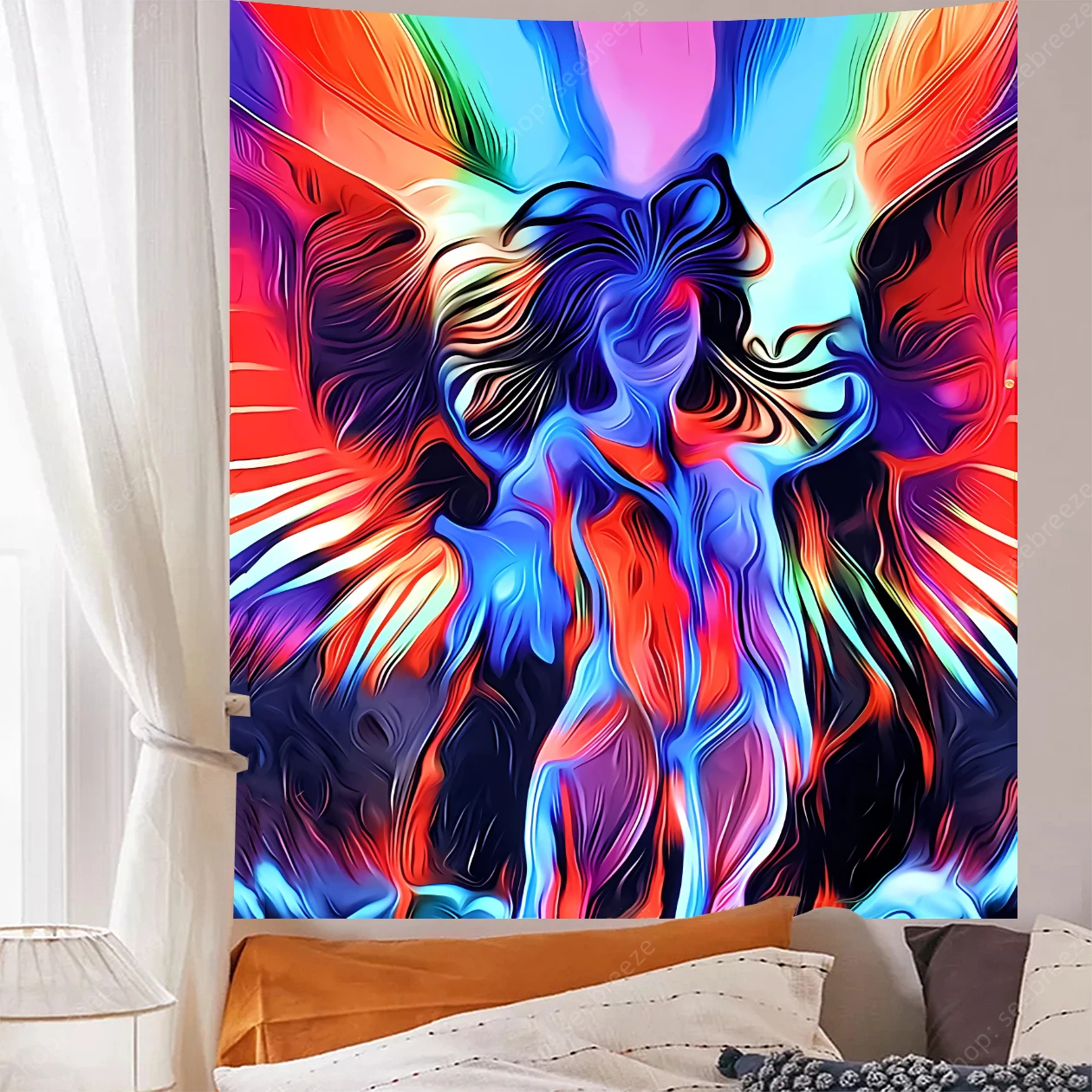 Psychedelic angle UV reactive tapestry take my hand neon backdrop tapestry wall hanging for room decor aesthetic gift for friend