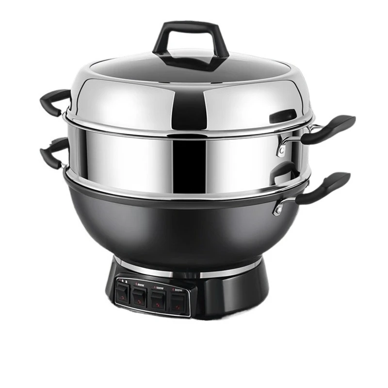 For Electric Wok Multifunctional Household Cast Iron Electric Wok Stir-frying, Steaming, Frying and Frying Integrated
