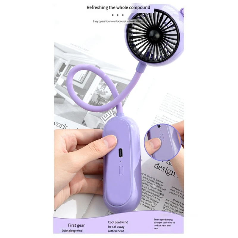 مروحة كهربائية لطيفة خالية من اليد ، مروحة شخصية يمكن ارتداؤها ، تعمل بالبطارية للومضات الساخنة ، المنزل ، من من من من من من نوع mAh