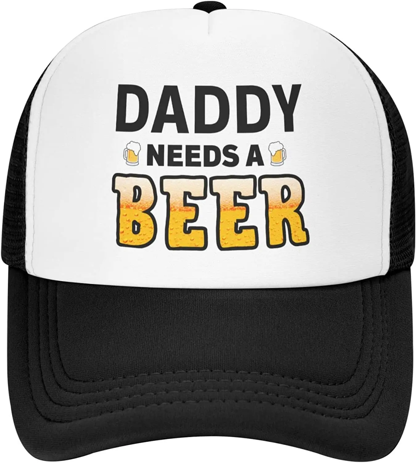 Daddy Needs A Beer Hat Funny Beer Dad Gifts Father's Day Grid Baseball Cap Trucker Hats Sports Hat Men Women Black