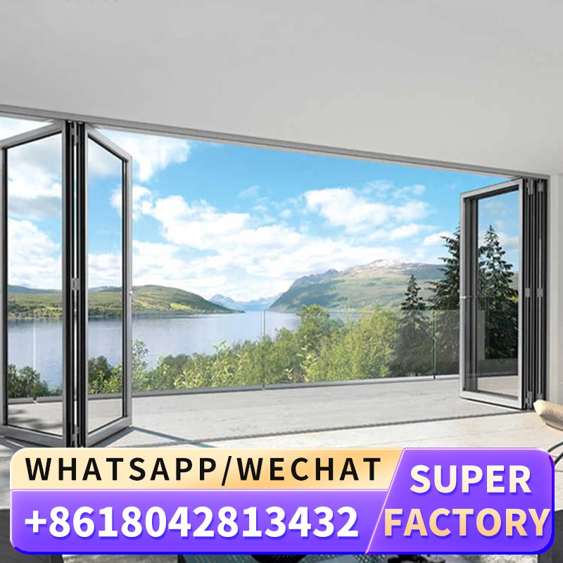 10 Year Warranty Wholesale Exterior Patio Black Aluminum Frame Glass Stack Bifold Folding Door In China