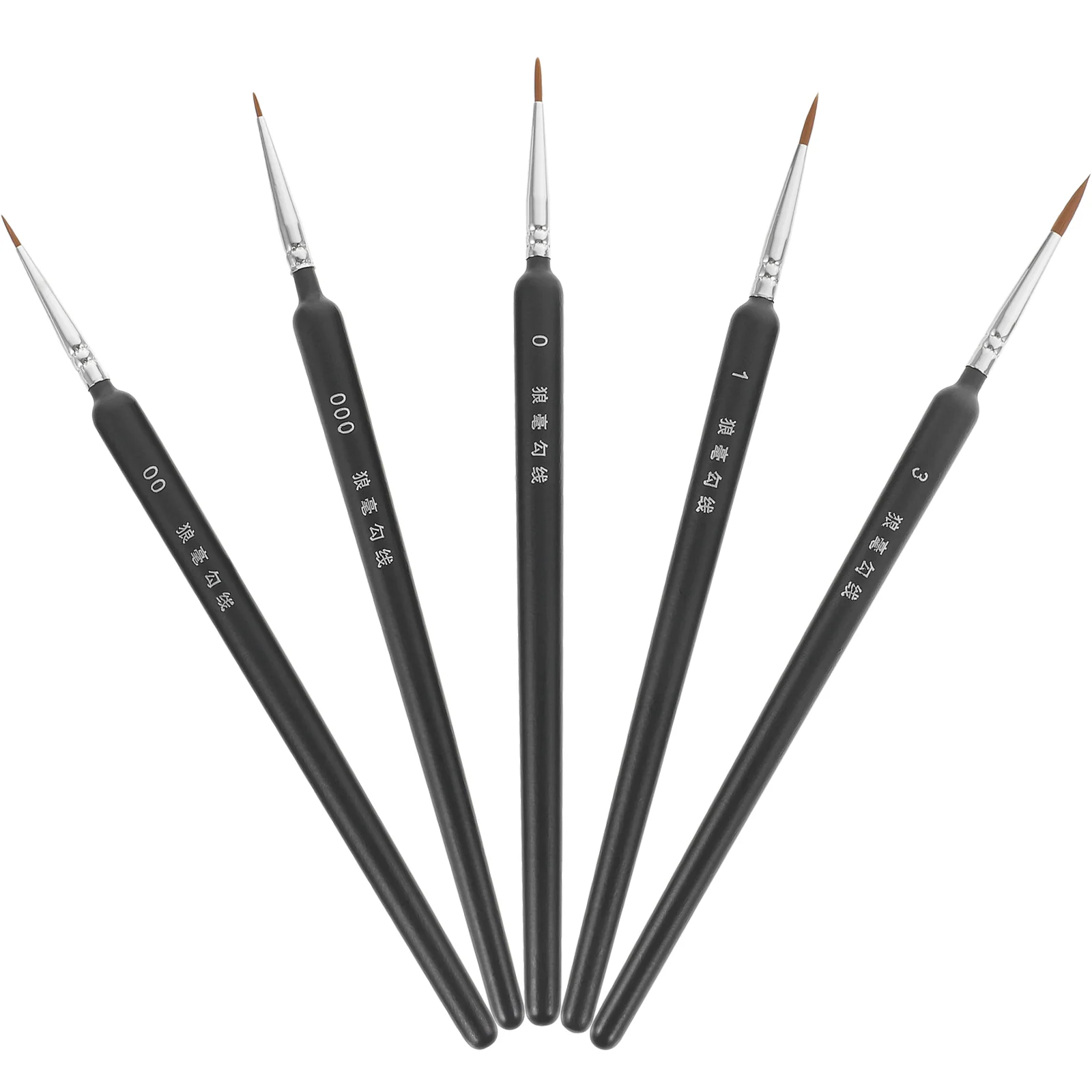 5 Pcs Acrylic Child Manicure Kit Gels Model Paint Brushes Detail Wooden Bamboo Fine Detailing