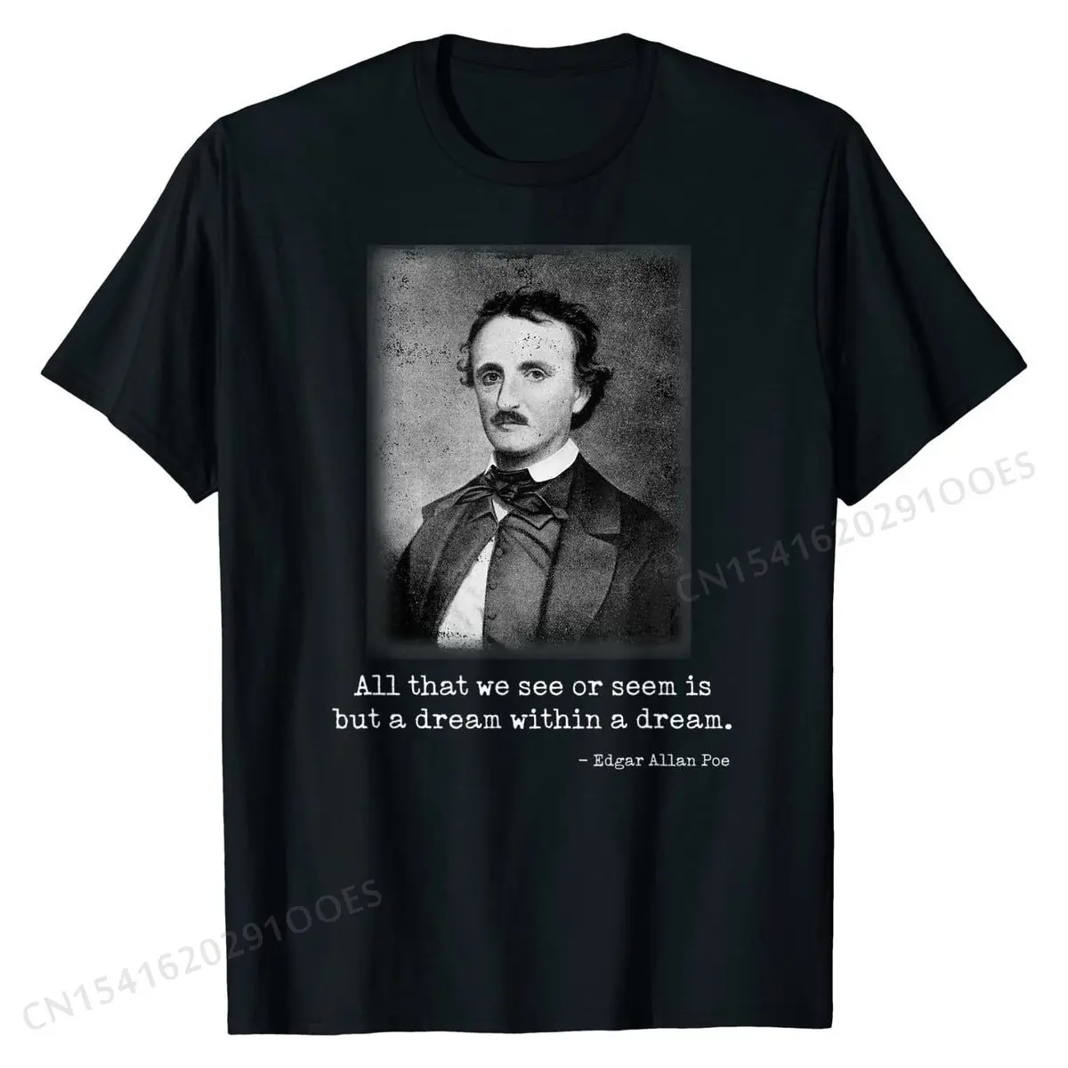 Edgar Allan Poe Quote All That We See Famous Author Quote T-Shirt Fitted Men Top T-shirts Cotton Tops T Shirt Unique