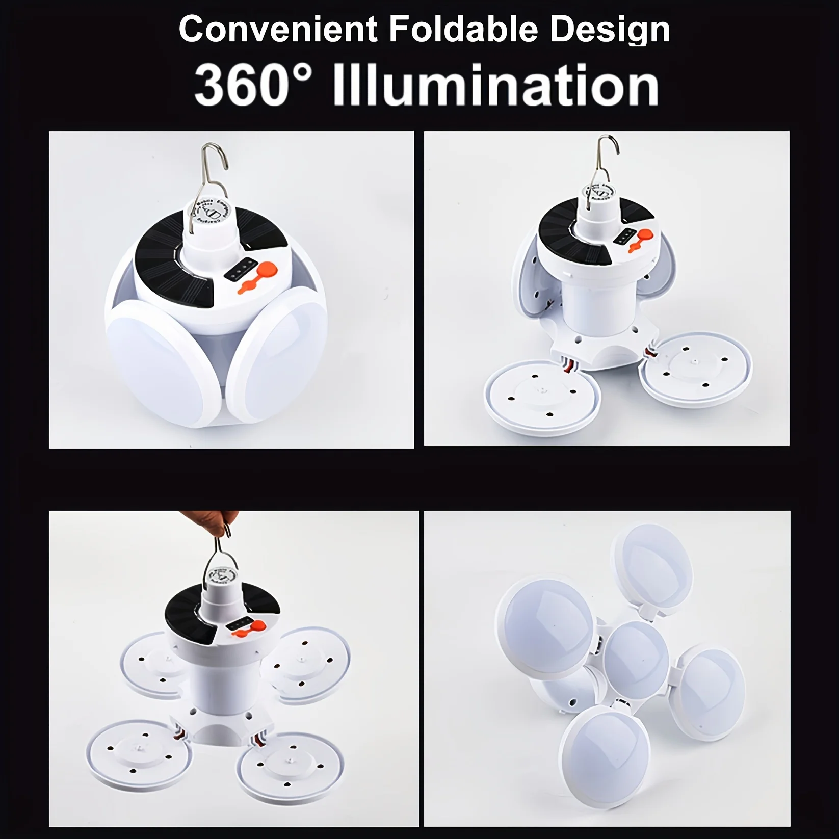 Portable Solar Camping Light with Hook Remote Control Folding Football Bulb Rechargeable Desk Lamp for Tent Emergency Chandelier image 4