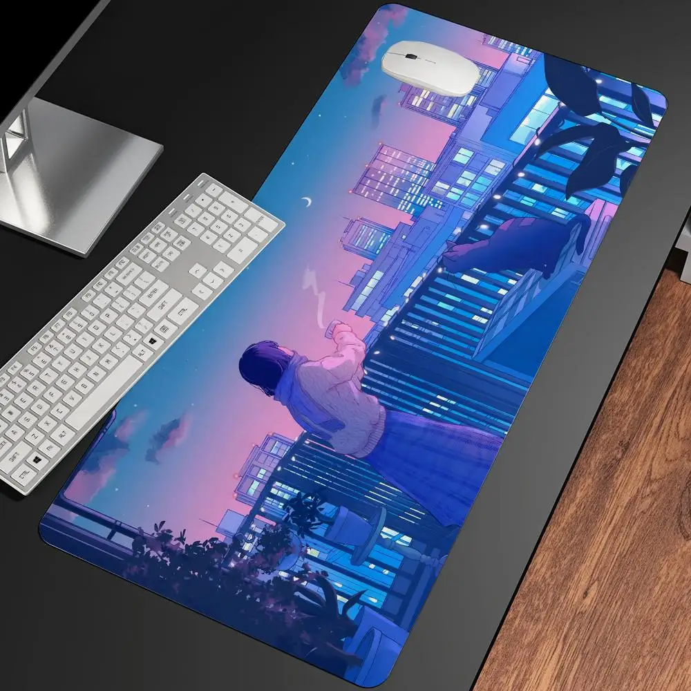 Imagem -03 - Grande Paisagem Roxa Mousepad Gaming Mouse Pad Lockedge Computador Teclado Mesa Esteira de Mesa