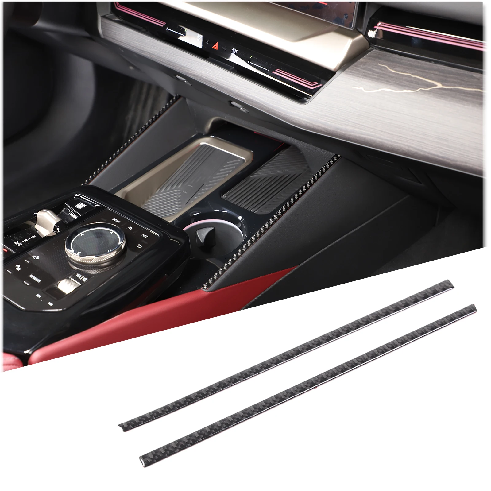 

Soft Carbon Fiber Car Center Console Side Frame Panel Trim Sticker For BMW 5 Series G60 2024 Auto Interior Accessories