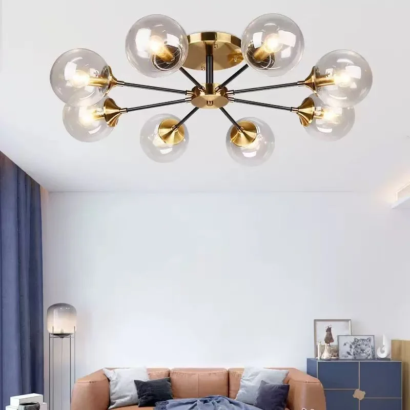 LED Ceiling Lamp Restaurant Bubble Glass Flower LED Ceiling Pendant Light Stylish Luxury Master Bedroom Ceiling Lamps Home Decor