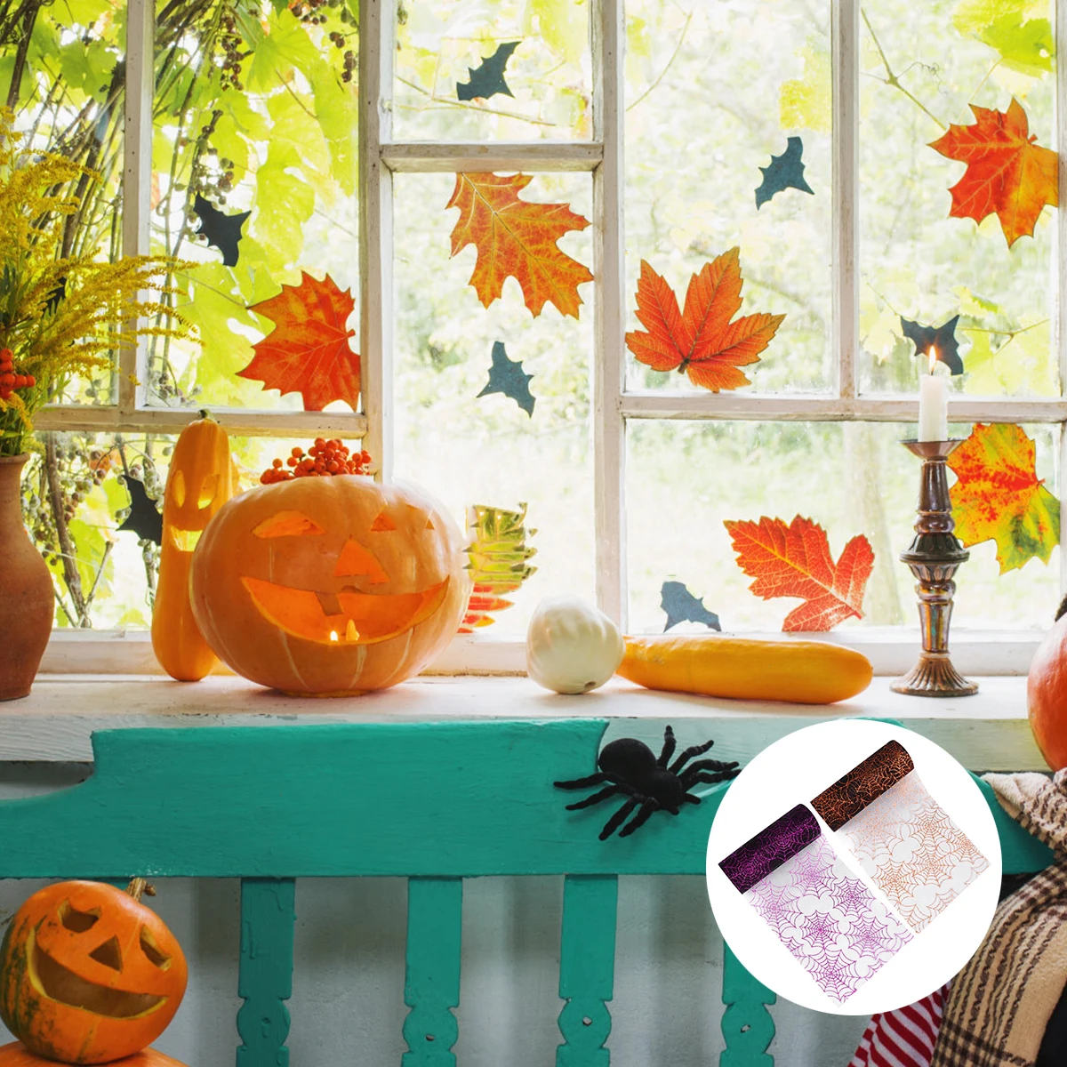 

2 Rolls Halloween Decor Spider Web Yarn Ribbon Decorations Gauze Cloth Cobwebs Miss