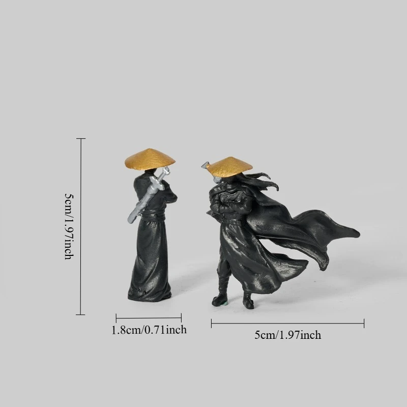 2 PCS Set Men in Black Themed Desk Statue Car Interior Decoration Collectible Character Figurine Modern Office Bonsai Miniatures