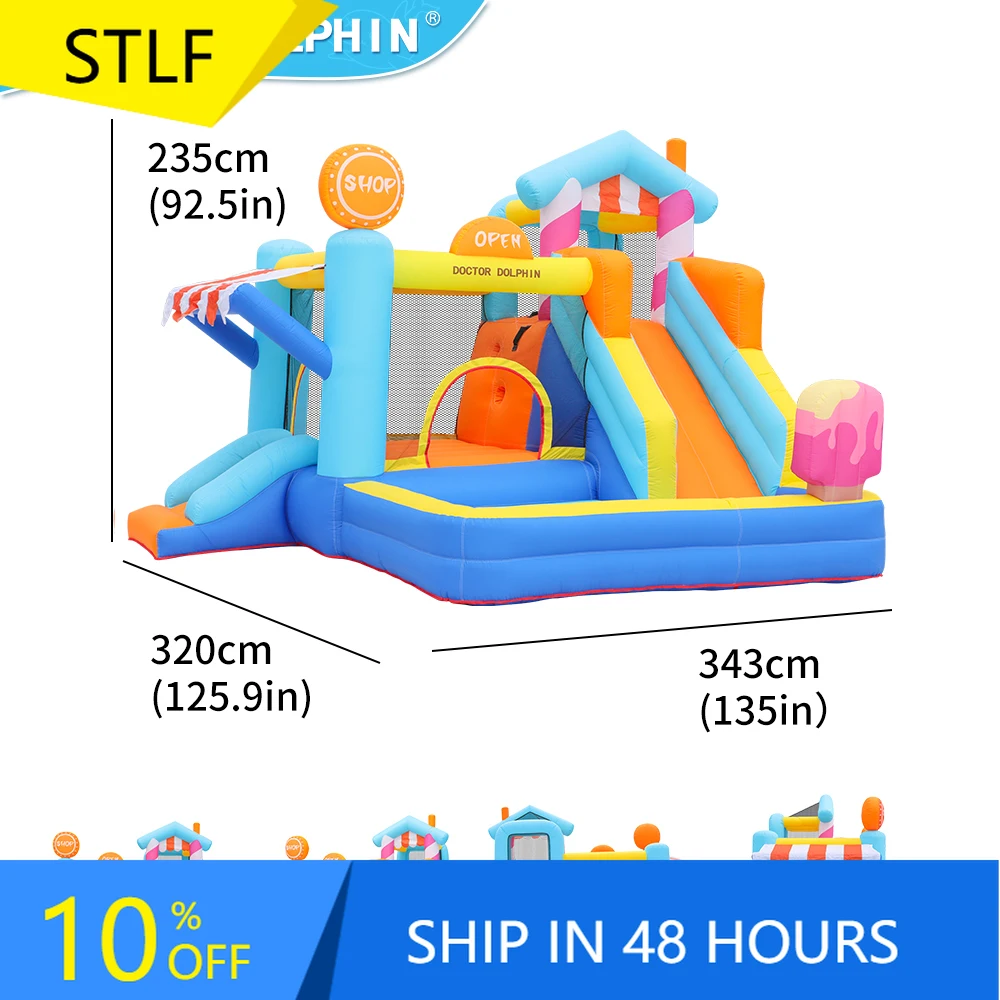

STLFDoctor Dolphin Summer Holiday House Use Indoor Childlike Jumping Bounce House Inflatable Bouncy Castle For Kids