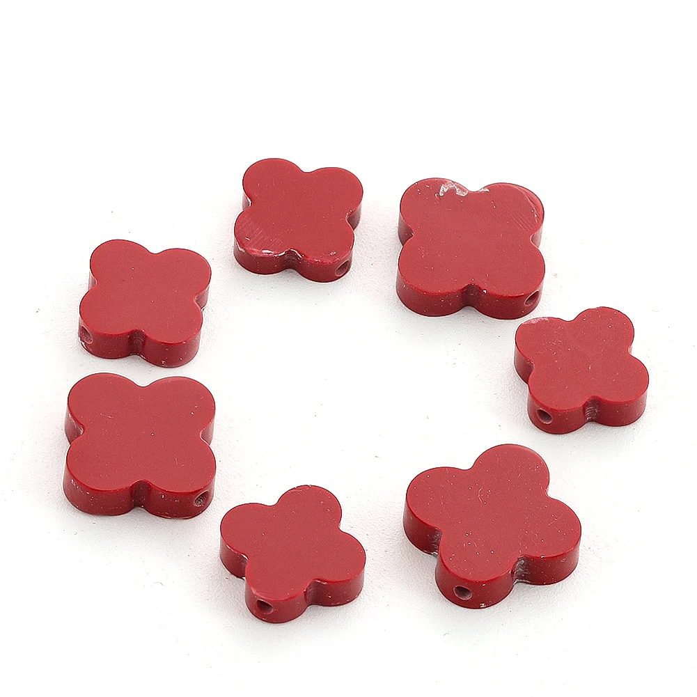 1pcs Four-leaf Clover Beads 8/10mm Natural Red Agate Loose Spacer Beads for Jewelry Making DIY Necklace Earrings Accessories