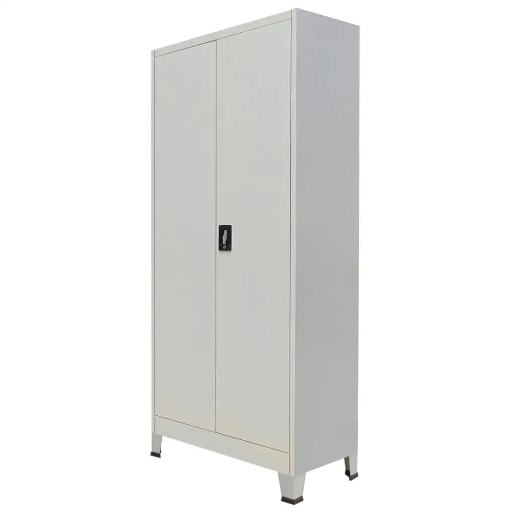 Gray Steel Office Cabinet with 2 Doors - 35.4x15.7x70.9 Inches, Durable Storage Solution