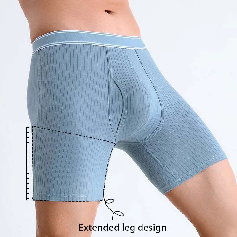 3pcs Set Men\'s Panties Pure Cotton Sexy Long Leg Boxer Shorts  Man Underwear Striped Fashion Male Boxershorts Man Briefs