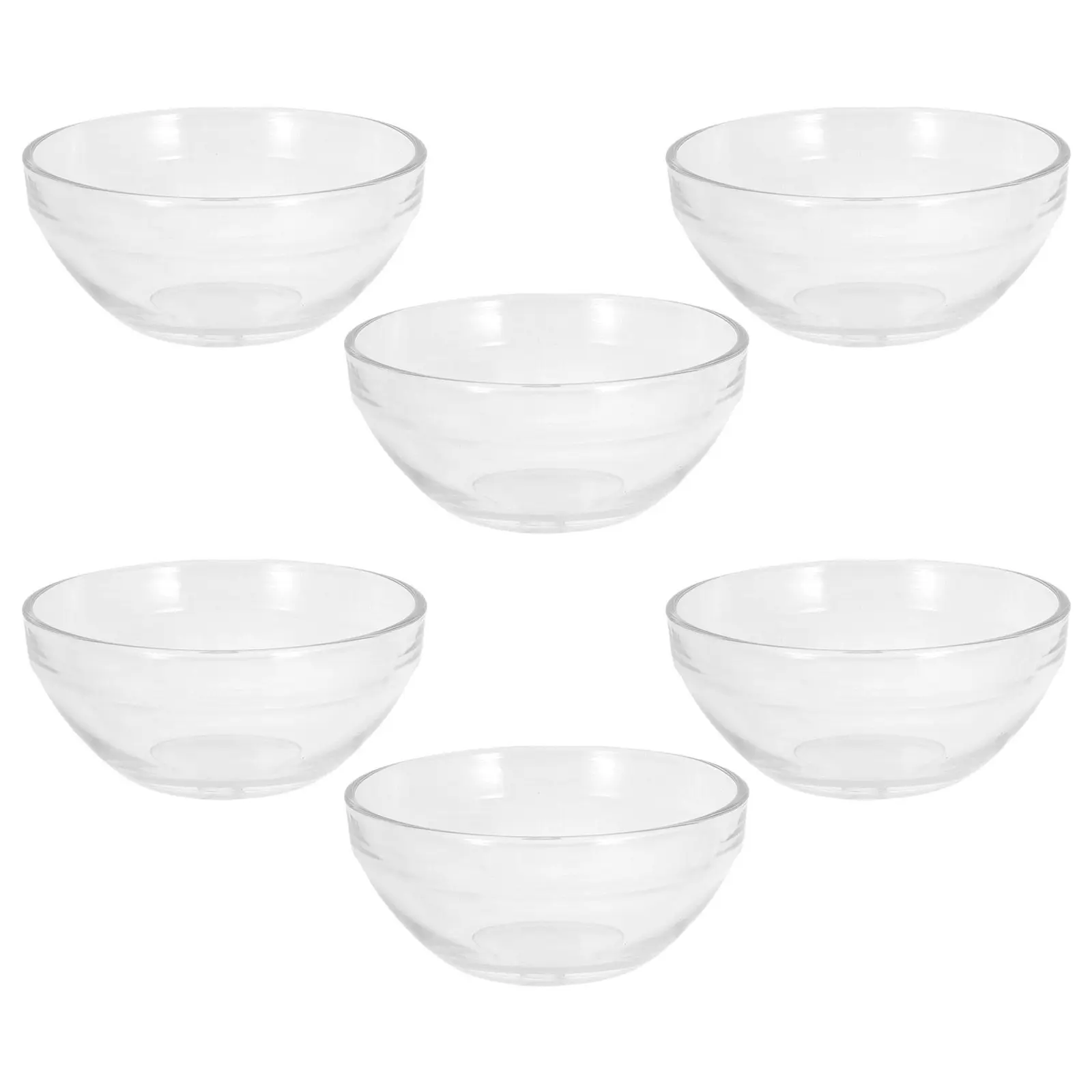 6Pcs Clear Glass Dessert Bowls Set 10.5cm Small Round Pudding Cups Sauce Dipping Bowls for Rice Pudding Jellies Condiments