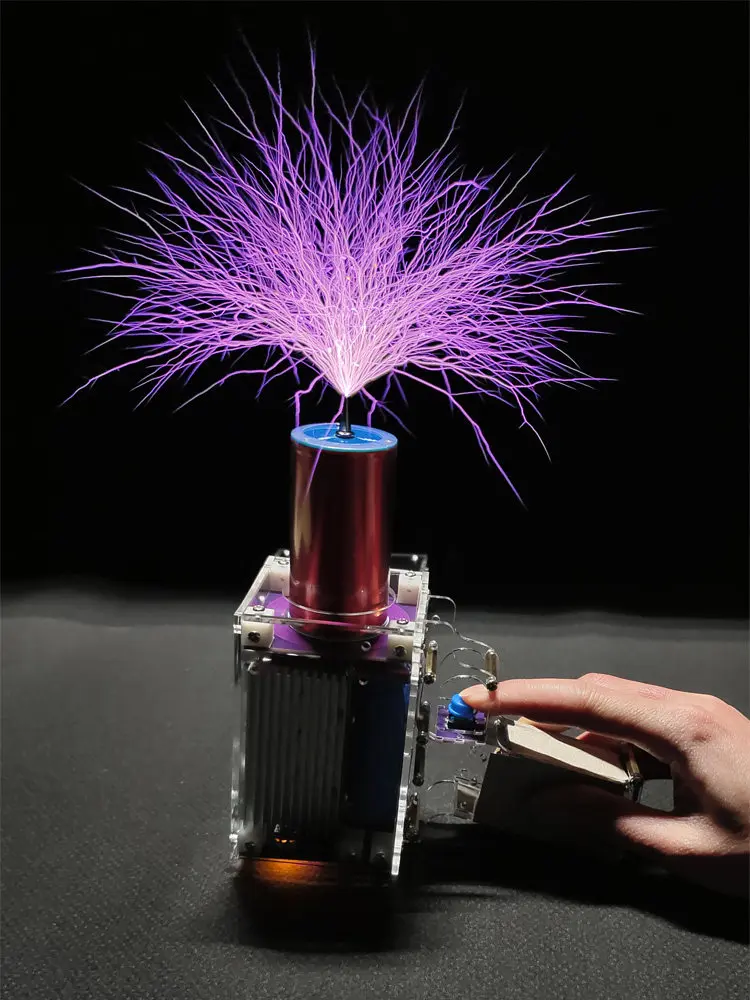 Third Generation Plus 80W 6A Tesla-Coil Gun Portable Handheld Tesla-Coil High Voltage Generator Artificial Lightning Tesla-Coil