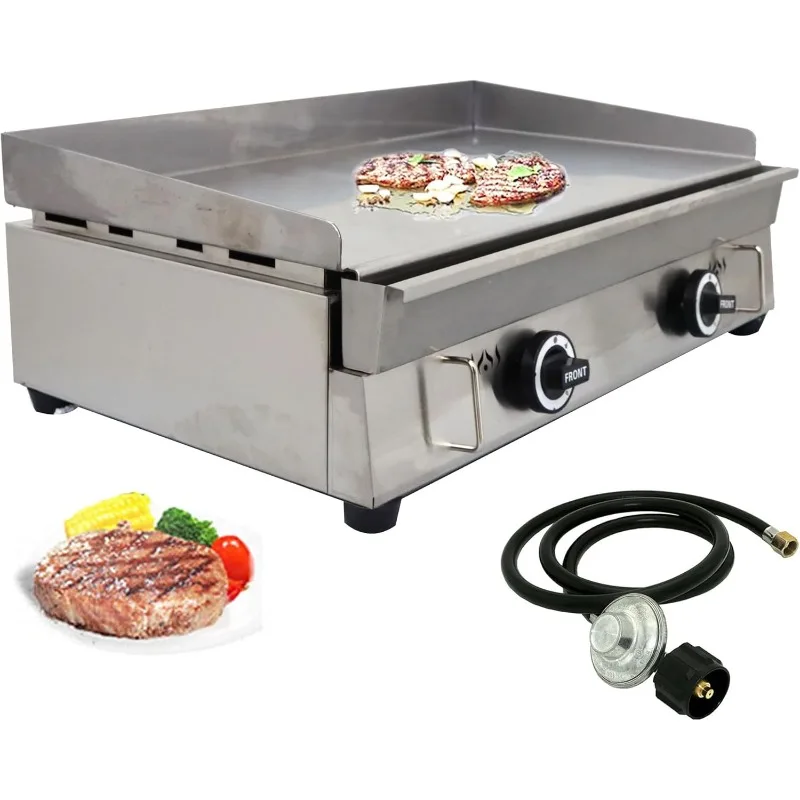 INTSUPERMAI Commercial Grill Griddle LPG Countertop Griddle Flat Top Grill Hot Plate Stove Stainless Steel Teppanyaki Grill