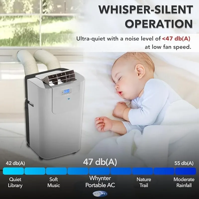 Whynter-Climatiseur portable 12,000 BTU, avec tuyau pour touristes, ventilateur de refroidissement pour chambres de la fédération 400 Sq