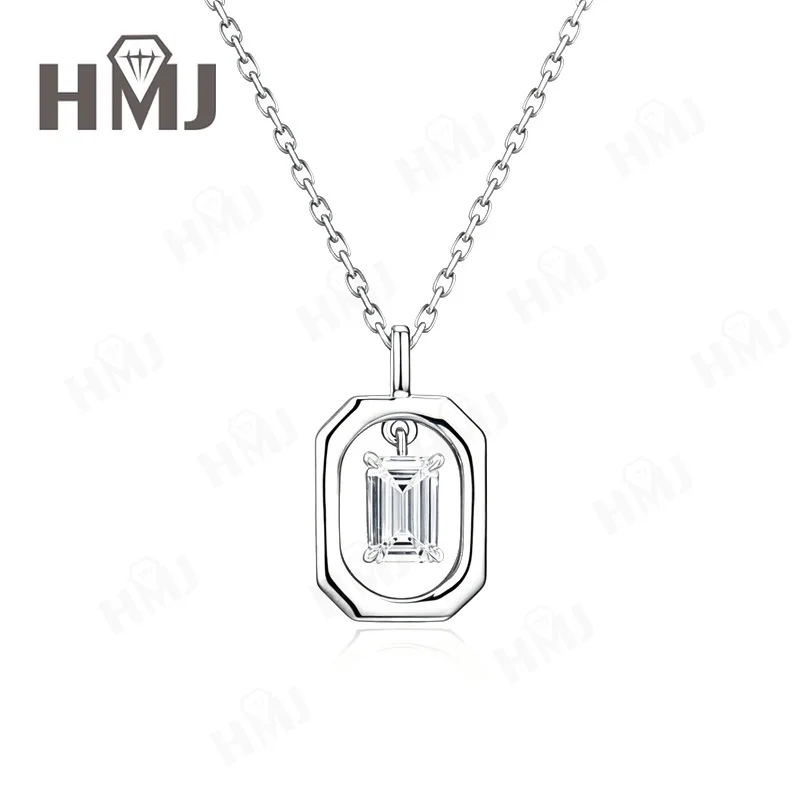 Vintage-Rahmen Moissanit-Anhänger 925 Sterling Silber D-Farbe Smaragdschliff Jubiläumsgeschenk Feiner Schmuck für Sie – Detail 2
