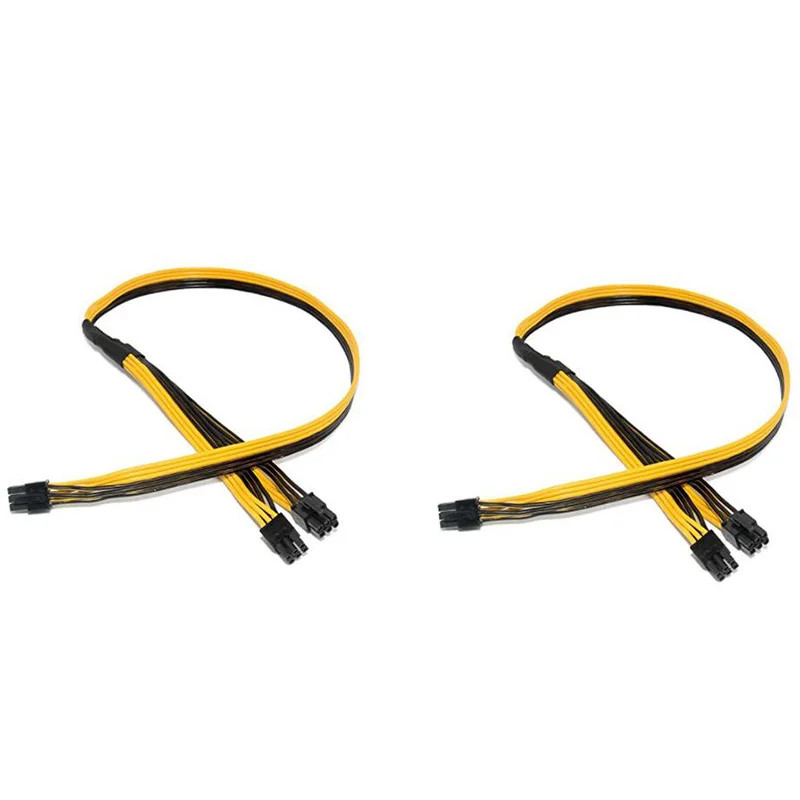 2 Pcs PCIe 6 Pin Male to Dual PCIe 6 Pin Male GPU Power Cable Server PSU Breakout Board for Graphic Cards PCIe Power