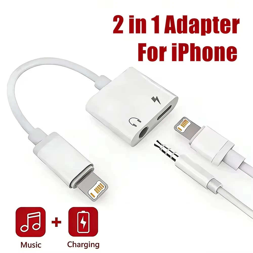 Adaptateur audio et chargeur 2 en 1 iOS vers prise jack 3,5 mm pour iPhone 11 12 13 14 Pro Max X XR 