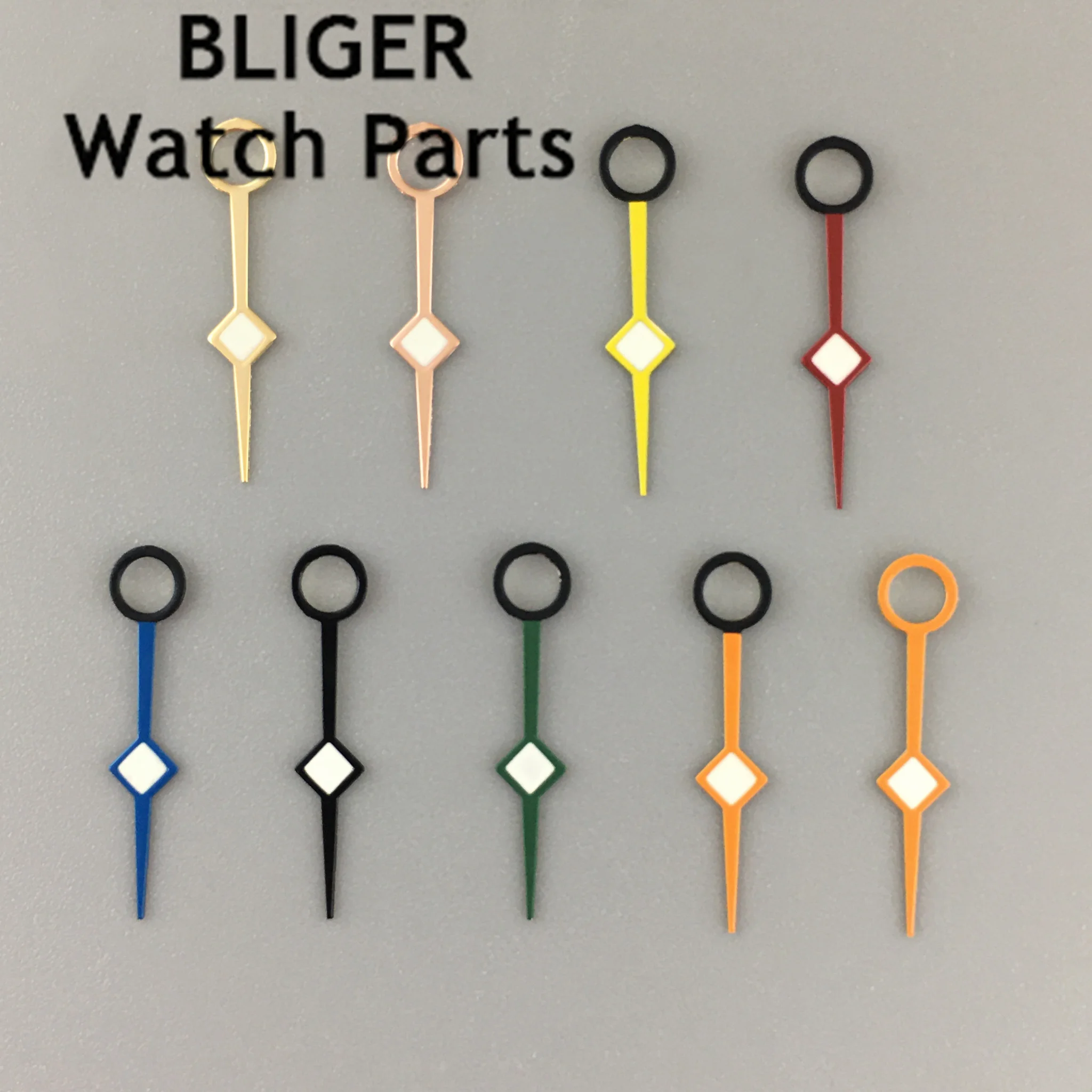 

BLIGER silver blue green red orange GMT watch hands green luminous fit NH34 GMT movement