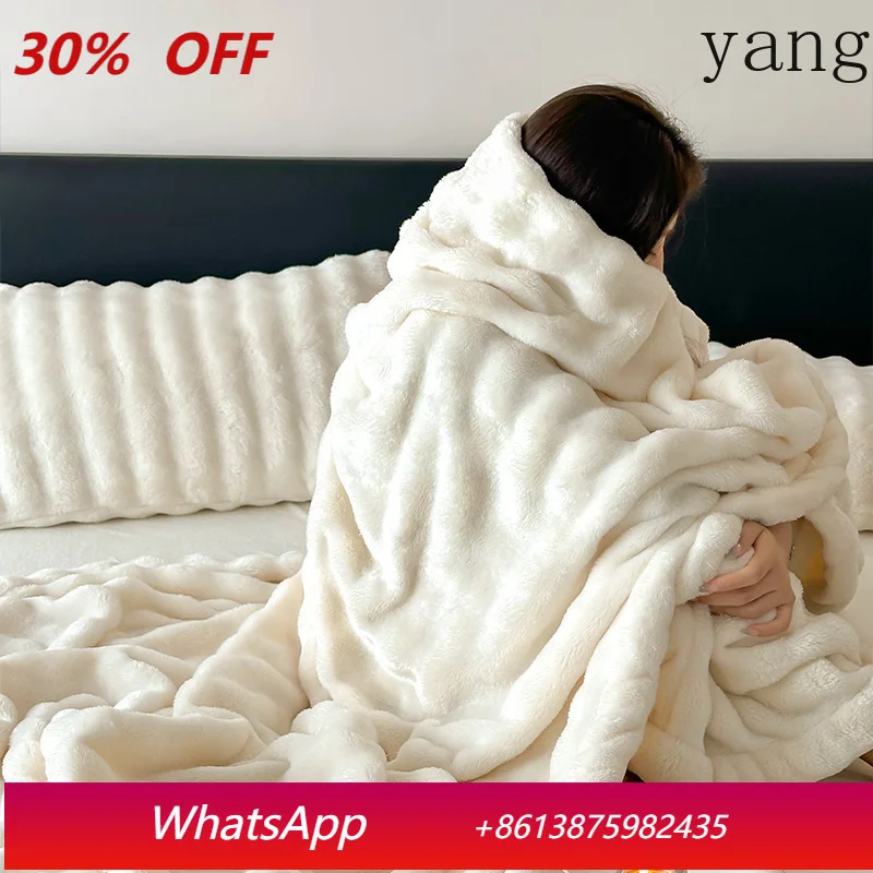 

LTT Milk Plush Blanket Thick Winter Thickened Rabbit Plush Office Nap Blanket
