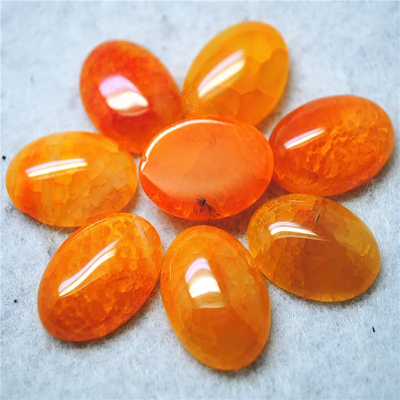 7PCS Nature Crack Stone Cabochons Orange Colors Oval Shape 18X25MM NO HOLE DIY Jewelry Findings Top Selling Items Free Shipping