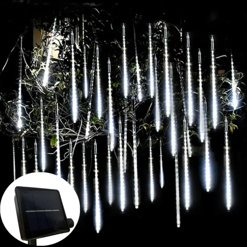 8 Tubes 30/50cm Solar Meteor Shower Rain Holiday Strip Light Fairy Light Outdoor Christmas Decoration for Home Tree Garden Light