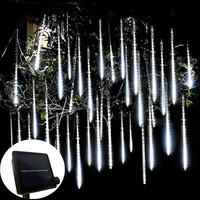 8 Tubes 30/50cm Solar Meteor Shower Rain Holiday Strip Light Fairy Light Outdoor Christmas Decoration for Home Tree Garden Light