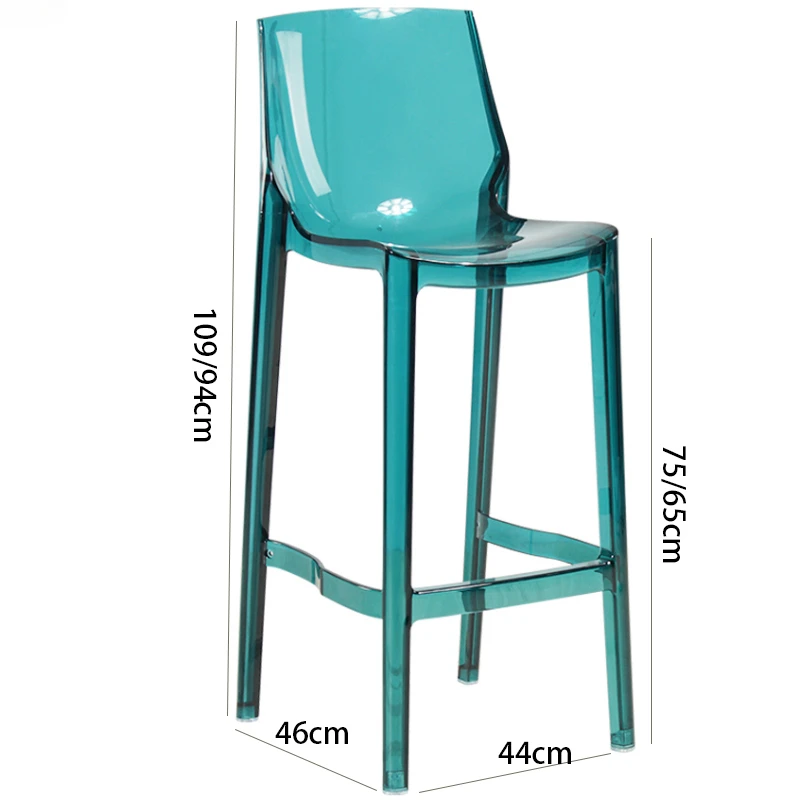 Nordic Bar Stool Transparent Backrest Fashionable Chair High Feet Stool Plastic Material Bar Hotel Colorful Bar Furniture WK