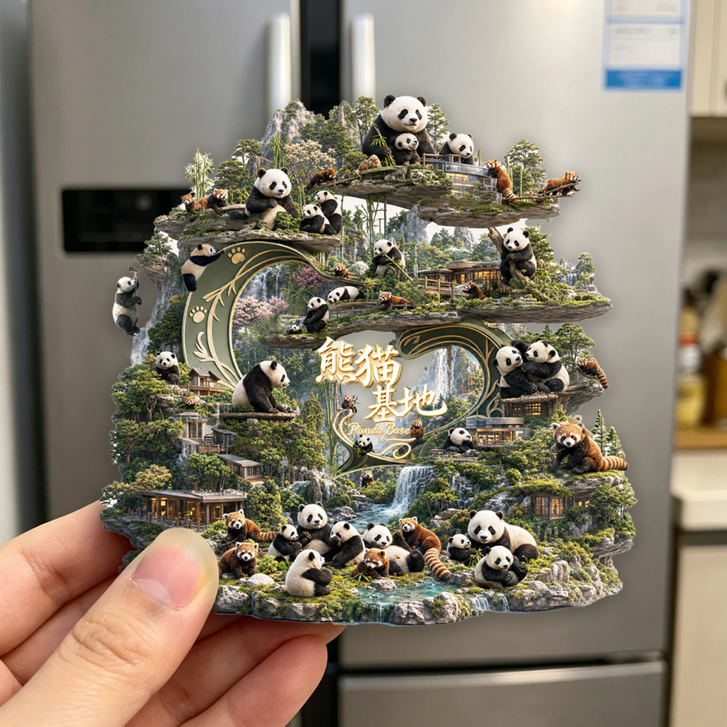 Chengdu Series Panda Park Refrigerator Magnet 3D Magnetic Souvenir of Sichuan's Popular Tourist Attractions Metal Cultural Creat