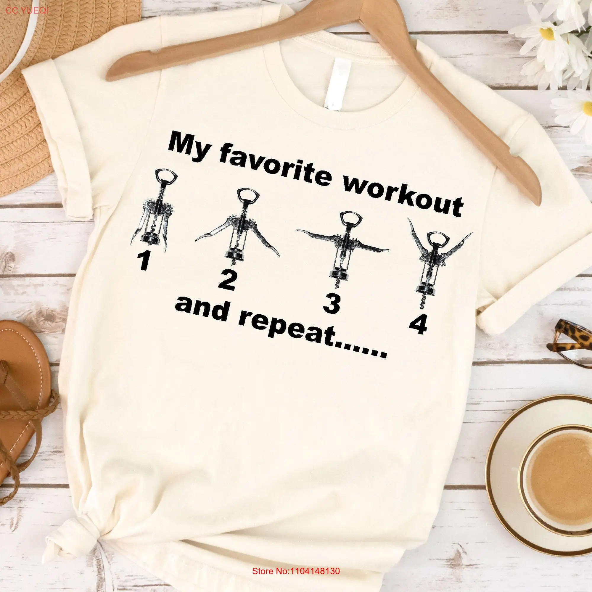 My Favorite Workout 1 2 3 4 And RepeaT T Shirt Wine Tasting Lover Funny Corkscrew Party For Women G176