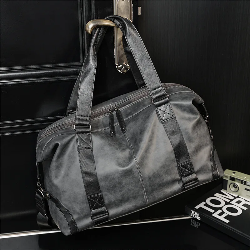 Bolsa PU fosca para homens, bolsas de alça superior, alça de ombro, bolsa de viagem crossbody, grande capacidade, bolsas de bagagem, moda de