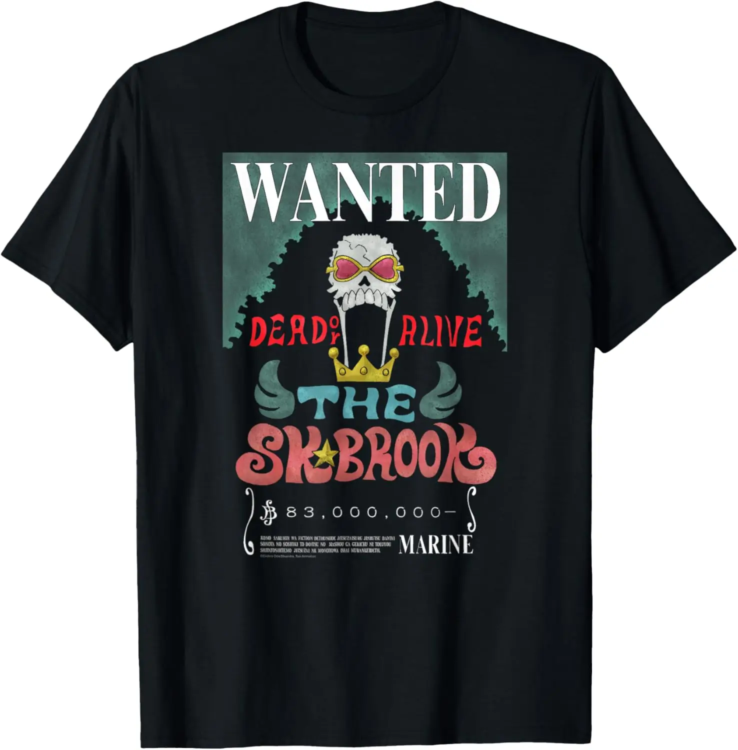Camiseta con póster de One Piece Anime Soul King Brook Wanted, tallas S-6XL