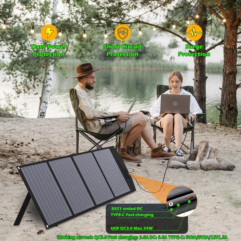 1000W Portable Solar Panel Foldable Monocrystalline ETFE 18V Solar Charger Solar Generatorsfor RV Camping  IP67 Waterproof