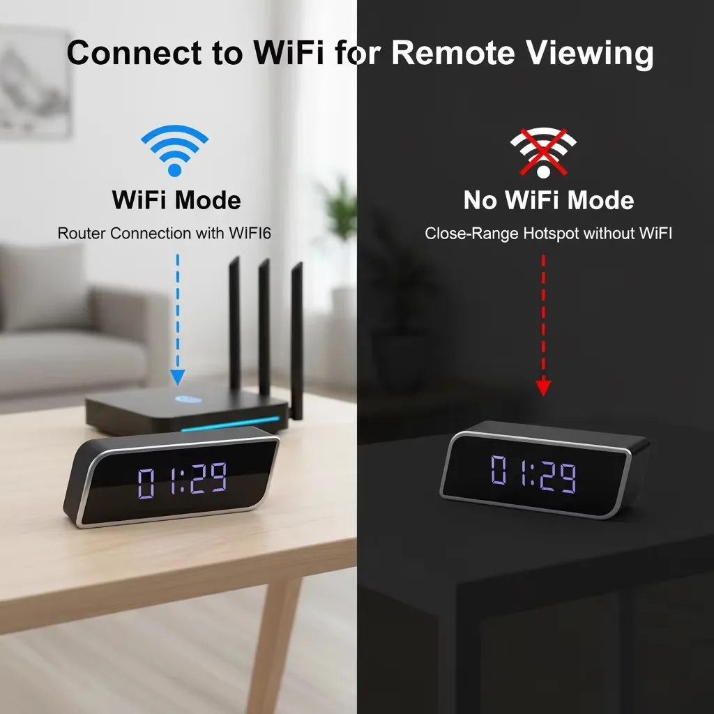 Digital Clock Camera 1080P FHD Wireless WiFi Cameras with Night Vision 2600mAh Battery APP Control Motion Detection Camcorders view 2
