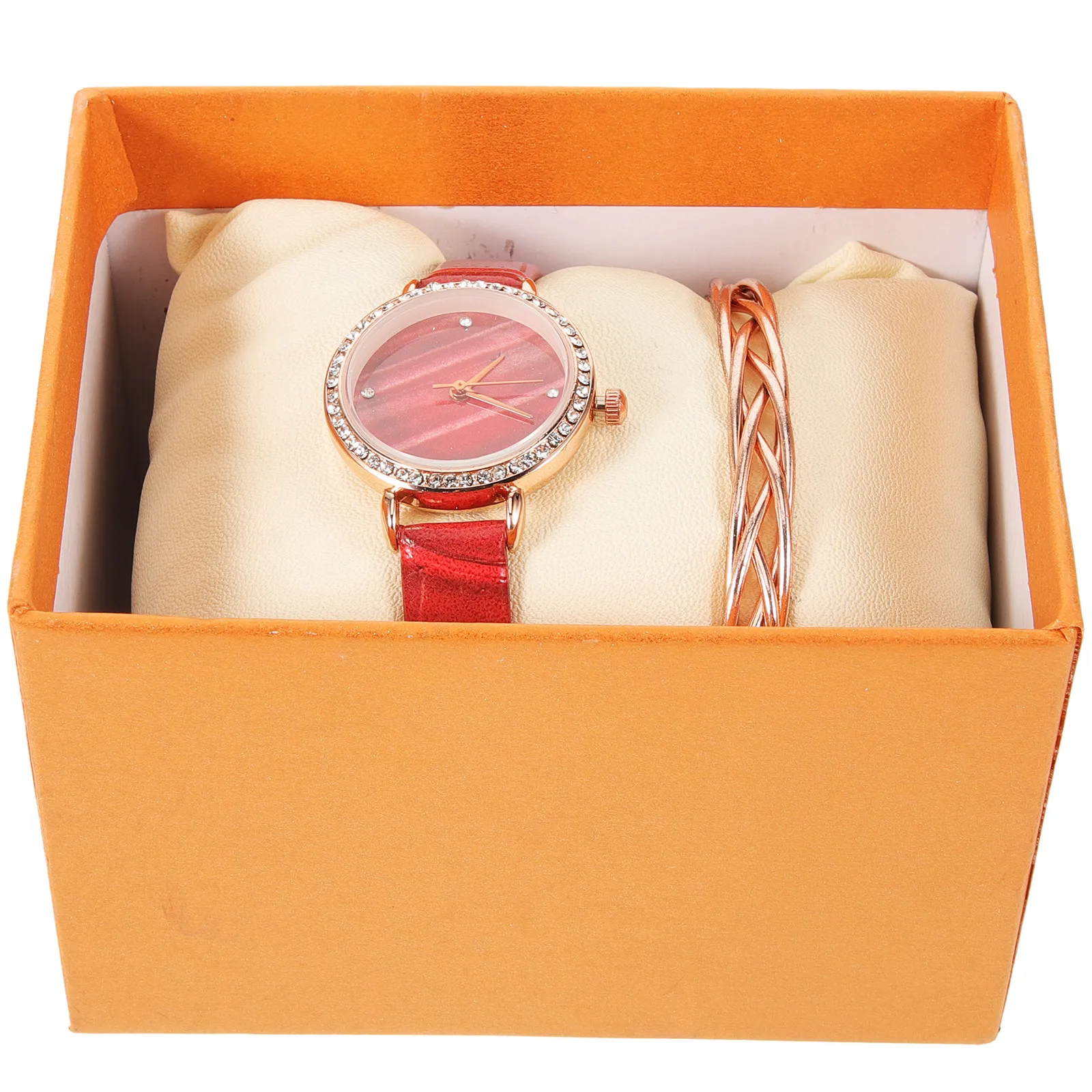 1Set Quartz Wrist Watch Elegant Chic Fashionable Comfortable PU Strap Watch Gift for Women Students