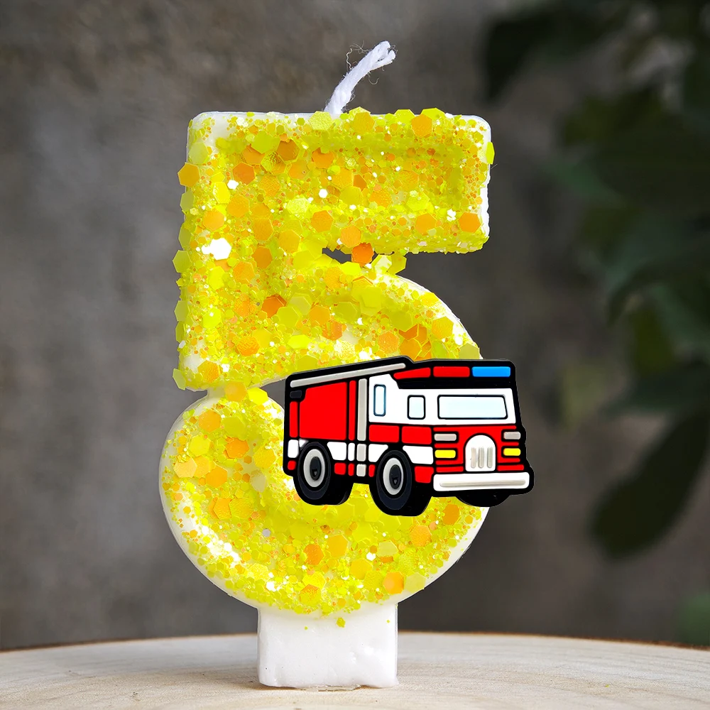 Bunte Feuerwehrauto-Geburtstagskerze Rauchfreie Paraffin-Kuchendekoration für Kinderpartys Babypartys Feiertagsfeiern – Detail 6