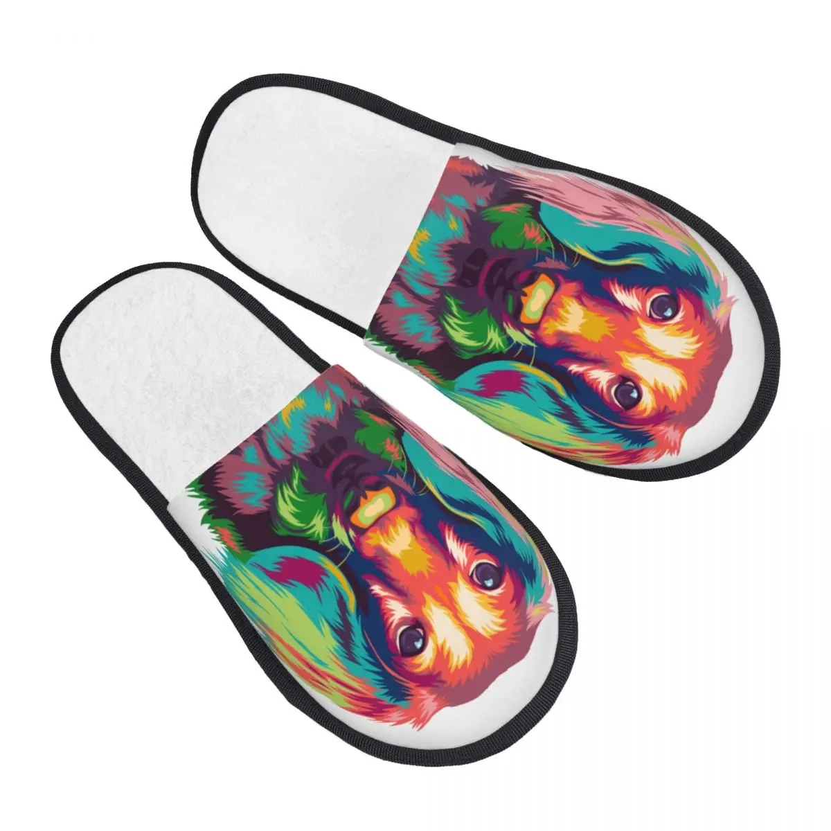 Winter Warm Women Men Plush Flat Indoor Slippers Dachshund Dog Pop Art Furry Home Non-slip Shoes