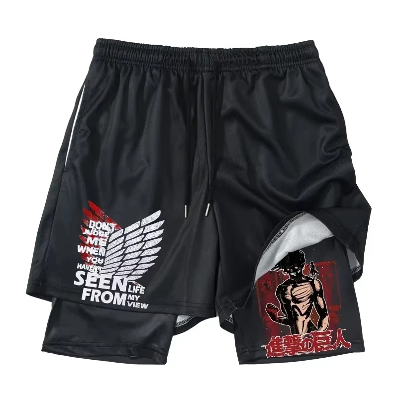 calcoes-de-ginastica-de-verao-homem-ataque-em-tita-impressao-anime-feminino-esportes-shorts-de-compressao-dupla-camada-2-em-1-calca-shorts-de-secagem-rapida