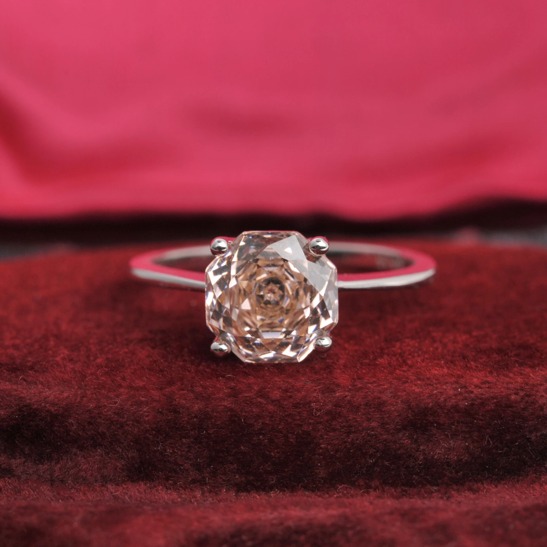 Potiy 2ct Octagon Rose Cut Morganit Rosa Zirkonia Solitär-Ring, 925 Sterling Silber Schmuck Geschenk für Frauen mit – Detail 24