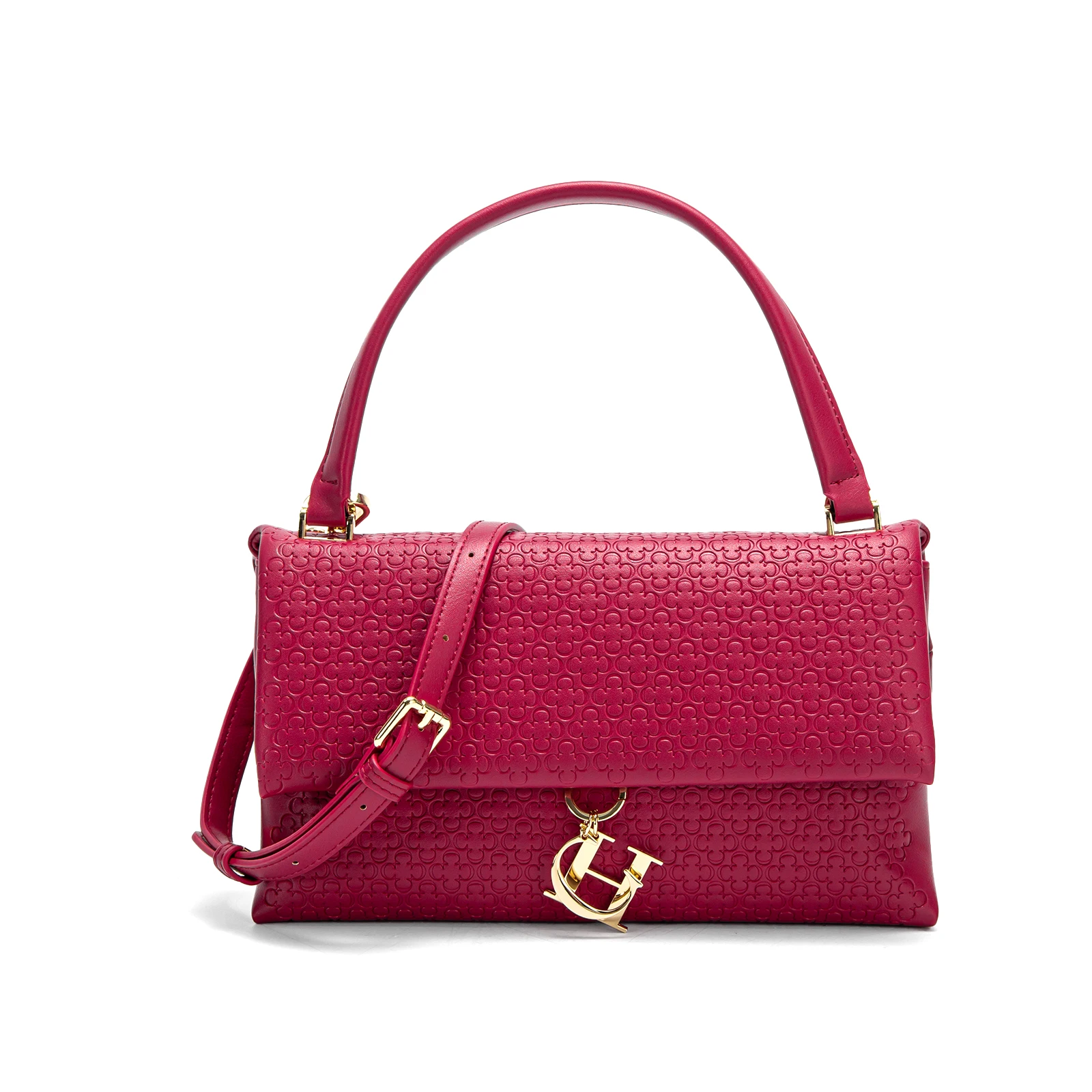 CHCH Women's Handbag 2026 New Rose Red Flip Detachable Shoulder Strap High Quality Commuting Wallet