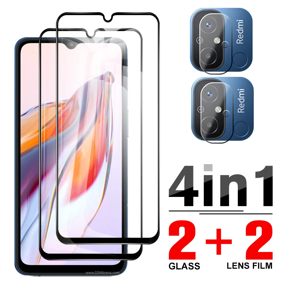 Funda de vidrio templado 4 en 1 para Xiaomi Redmi 12C, Protector de cámara de 6,71 pulgadas, 12 C, C12, protección de pantalla